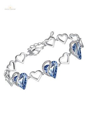 Silver Tone Rhodium Plated Crystal Heart Infinity Bracelet